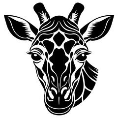 Wall Mural - Giraffe head silhouette vector illustration on white background