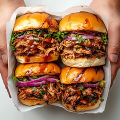 Sticker - Four Savory Pulled Pork Sliders with Red Onion and Parsley