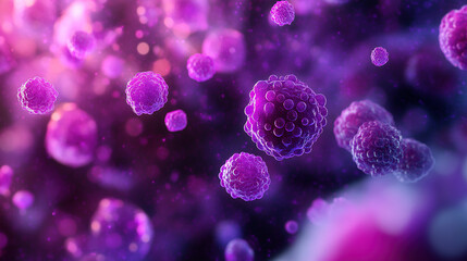Virus or bacteria cells. Microbiology And Virology Concept. Microscope Close up virus cells. Medical background with virus cells. Cancer cells. Human health microbiology science. Medical science