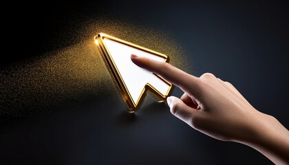 Poster - A glowing cursor pointer with a finger hovering over it, creating a magical effect on a dark background, symbolizing interactivity and digital engagement.
