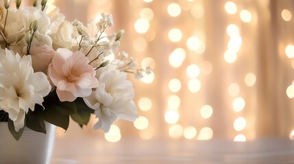 Sticker - backdrop elegant table with soft focus wedding background