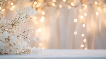Poster - backdrop elegant table with soft focus wedding background