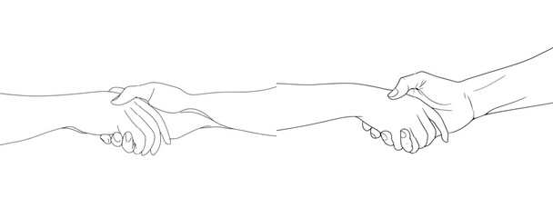 Modern illustration of holding hands on white isolated background.