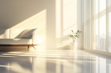 Wall Mural - Minimalist Living Room with Sunlight