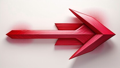 Poster - A bold red arrow pointing right, showcasing a strong design with a modern aesthetic and a hint of shadowing for depth.
