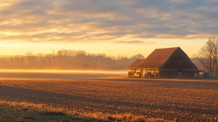 Canvas Print - Barn in the Mist