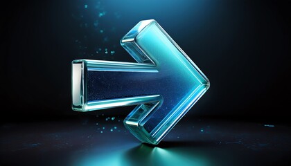 Poster - A shimmering blue arrow pointing right, set against a dark background, symbolizes direction and movement in a dynamic design.