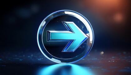 Poster - A glowing blue arrow icon set against a dark background, symbolizing direction and movement.
