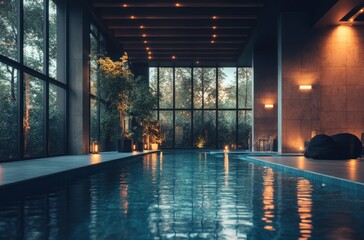 Canvas Print - Indoor Swimming Pool with a View