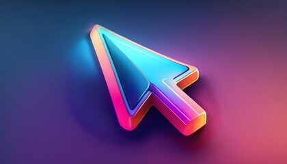 Poster - A vibrant, 3D cursor icon with a gradient color scheme, set against a soft, dark background, emphasizing digital interaction.