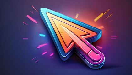 Poster - A colorful, stylized cursor icon emits vibrant splashes, symbolizing creativity and digital interaction in a modern graphic style.