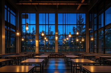 Wall Mural - Modern Interior With Large Windows and City View