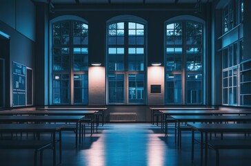 Wall Mural - Empty Classroom at Night