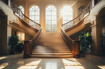 Sticker - Grand Staircase in a Luxurious Mansion