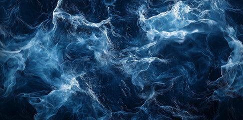 Wall Mural - A mesmerizing abstract background of dark blue water with flowing, ethereal swirls, creating a dynamic and fluid texture, perfect for artistic or design use