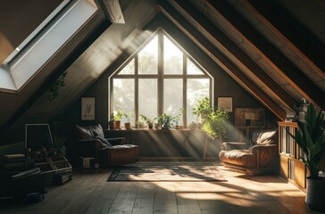 Wall Mural - Sunbeams in an Attic