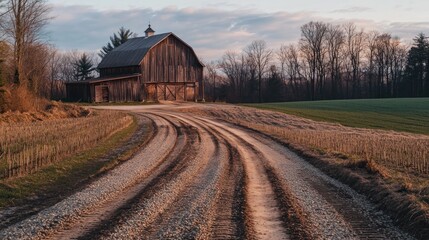 Wall Mural - Rustic Barn on a Winding Country Road