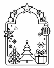 Canvas Print - outline Christmas theme border frame