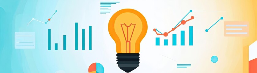 Aufkleber - A creative concept of innovation represented by a light bulb and graphs, symbolizing ideas and growth in business.