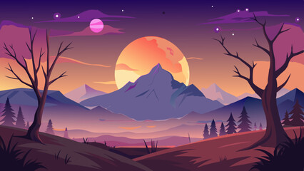 Wall Mural - vector illustration of serene landscape 