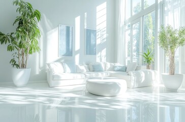 Sticker - Modern White Living Room with Sunlight