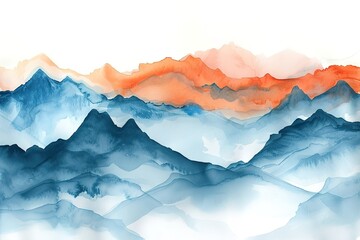 Abstract watercolor mountain art wallpaper, modern minimalist watercolor painting.