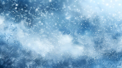 Abstract Blue and White Winter Background with Falling Snow