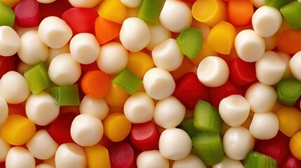 Poster - A close up of a pile of vegetables that are cut into pieces, AI