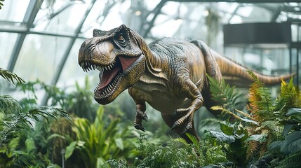 Wall Mural - Tyrannosaurus Rex in a Greenhouse 