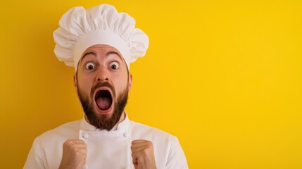 Wall Mural - A man in a chef's hat with his mouth open, AI