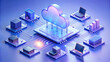 © AI   NEX GEN - a blue tablet with a cloud on it and a blue background
