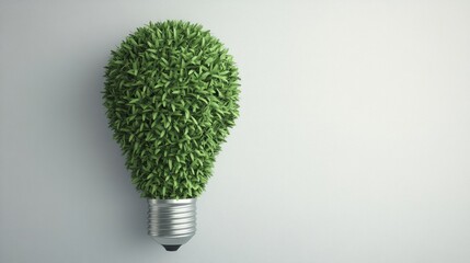 Poster - A light bulb icon made of green foliage symbolizes eco-friendliness and sustainability.