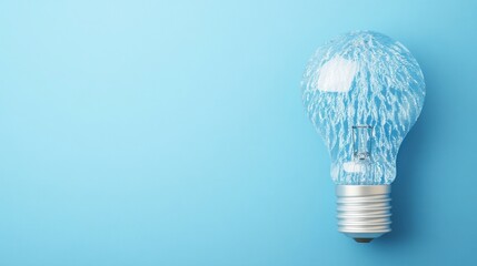 Poster - A clear light bulb on a blue background, symbolizing ideas, innovation, and creativity.