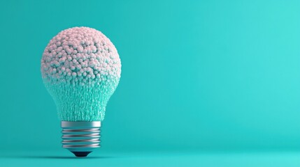 Poster - A creative light bulb designed with a textured, colorful surface, set against a solid turquoise background.
