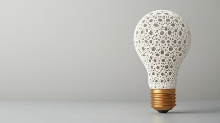 Aufkleber - A decorative light bulb with an intricate lace design, showcasing elegance and creativity against a minimalist background.