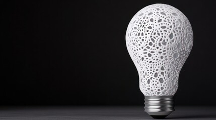 Aufkleber - A creatively designed, lace-patterned light bulb stands on a dark background, emphasizing its intricate texture and modern aesthetic.