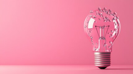 Aufkleber - A pink light bulb with decorative elements, placed against a soft pink background, symbolizing creativity and innovative ideas.