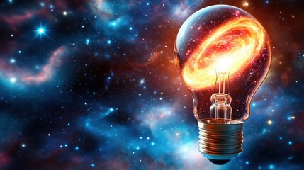 Aufkleber - A light bulb containing a swirling galaxy, symbolizing the fusion of technology and the universe’s mysteries.