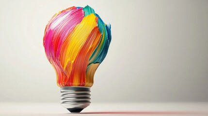 Poster - A vibrant, artistic lightbulb designed with colorful strokes, symbolizing creativity and innovation.