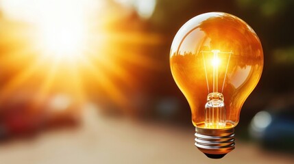 Poster - A glowing light bulb illuminated against a bright background, symbolizing ideas, innovation, and clarity.