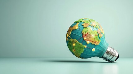 Poster - A colorful globe designed as a light bulb, symbolizing innovation, sustainability, and the interconnectedness of the world.