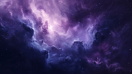 Wall Mural - cosmic clouds and stars in a purple nebula