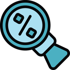 Poster - Magnifying glass is focusing on a percentage sign, symbolizing the search for the best deals and lowest prices