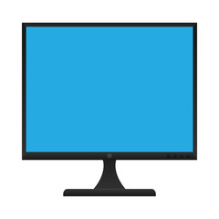 Fototapete - 4 by 3 black monitor with blue screen. Vector illustration isolated on white background