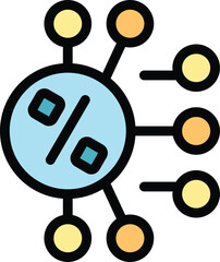 Sticker - This colorful icon depicts a network sharing a percentage symbol, emphasizing the concept of distributed data and calculations