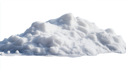 Wall Mural - side view on one single snow pile heap isolated on white background