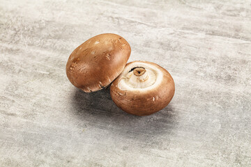 Raw brown champignon for cooking