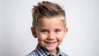© Caitlin - The smiling young boy with a stylish haircut gazes directly into the camera, his bright eyes sparkling with