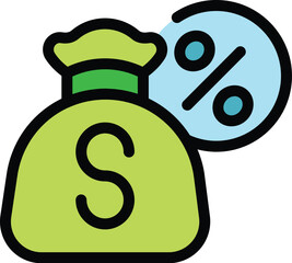 Poster - Money bag with a dollar sign is increasing its value thanks to a high interest rate percentage