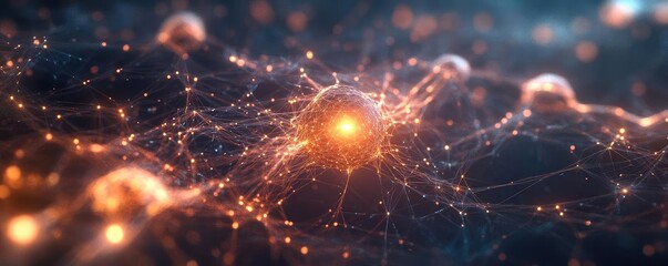 Poster - A stunning close-up of glowing connections depicting a digital network, showcasing creativity and innovation in technology.